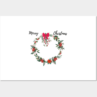 Merry Christmas Flower Ring / Christmas Flower Crown Posters and Art